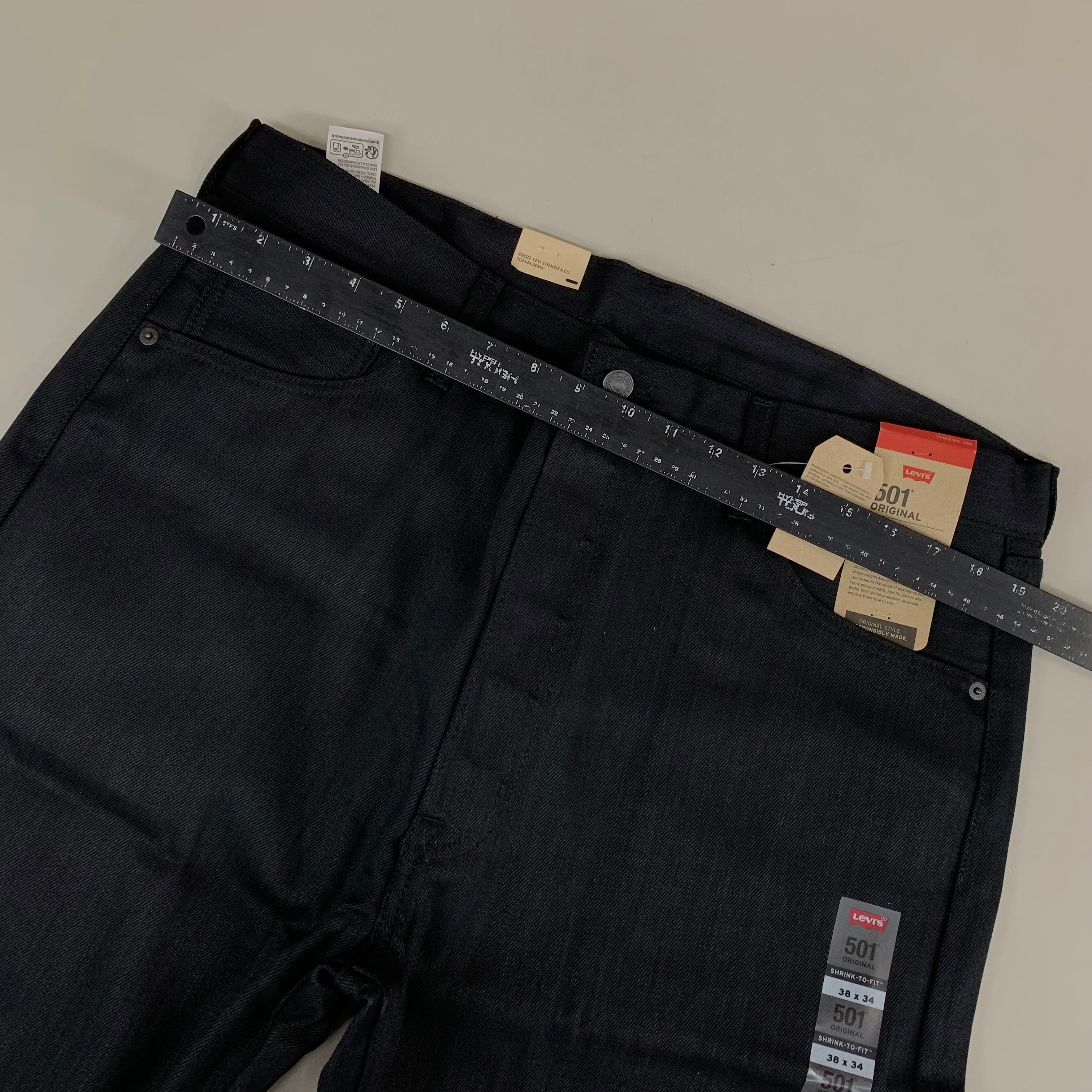 LEVI'S 501 Originals Shrink To Fit Straight Leg Jeans Men's Sz 38 x 34 Black