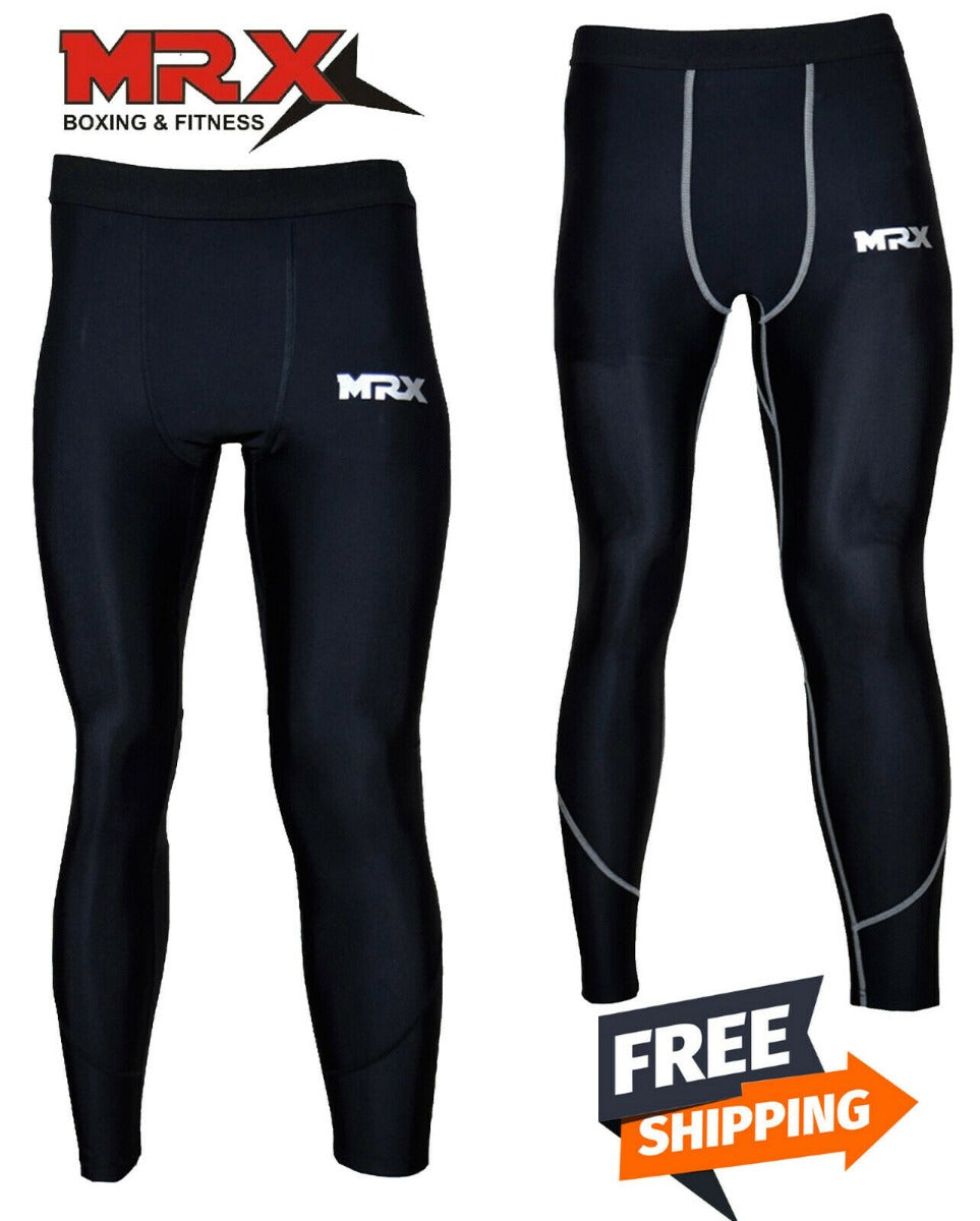 MRX Men's Compression Trouser Pant Base Layer Active Wear Black-Gray