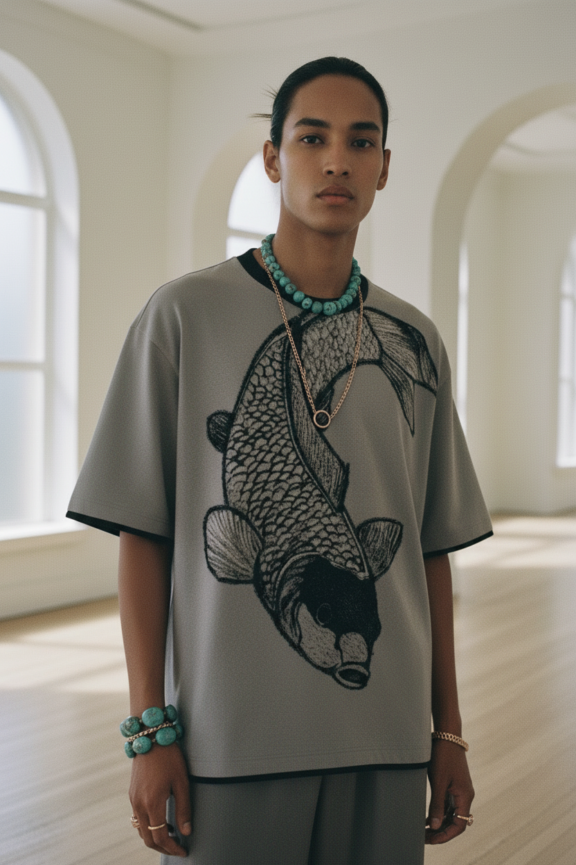 Koi Knitted Crew Neck T-Shirt