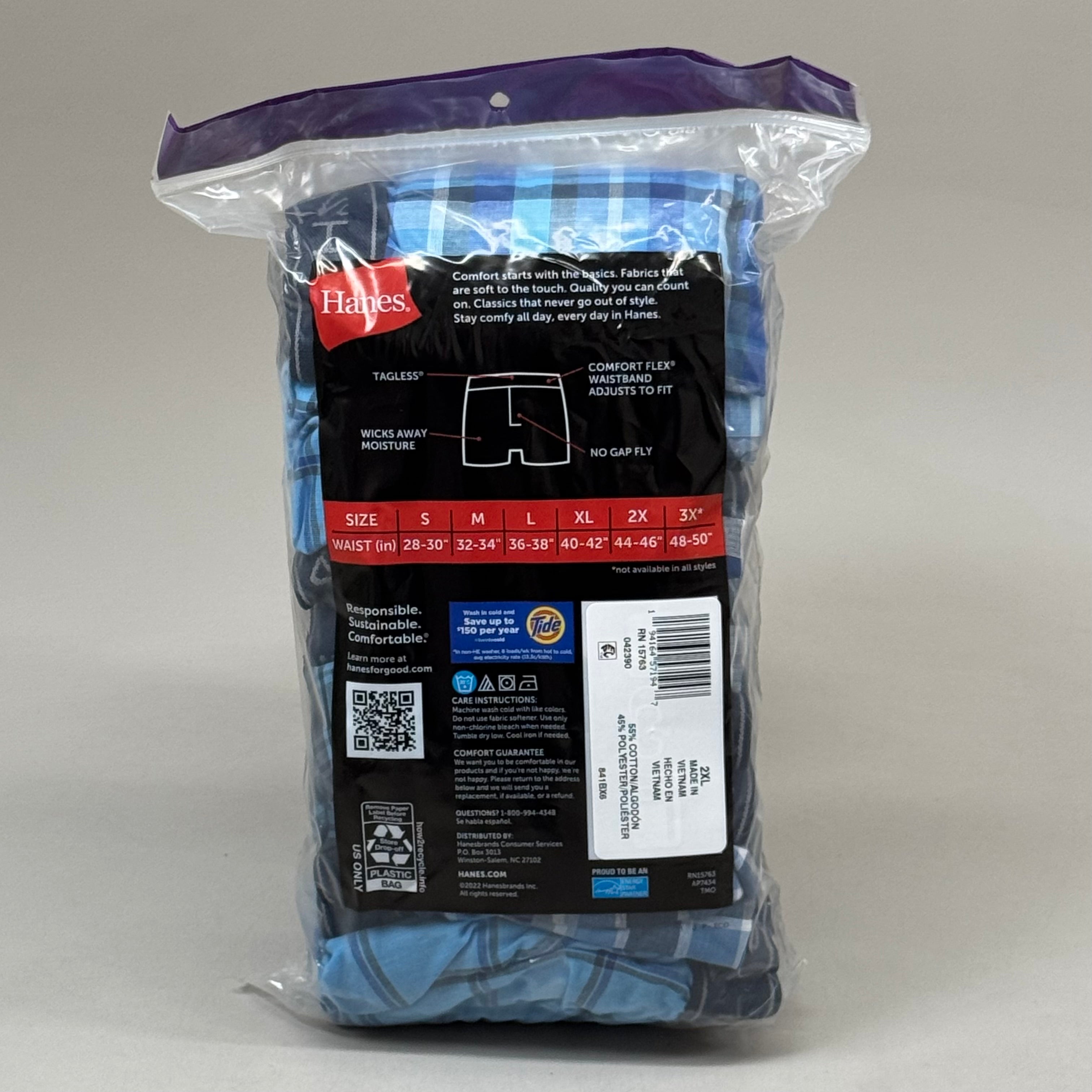 HANES (6 PACK!) Men's Cool Comfort Boxer Briefs Sz 2XL 44-46" Blue/Navy Blue RN15763