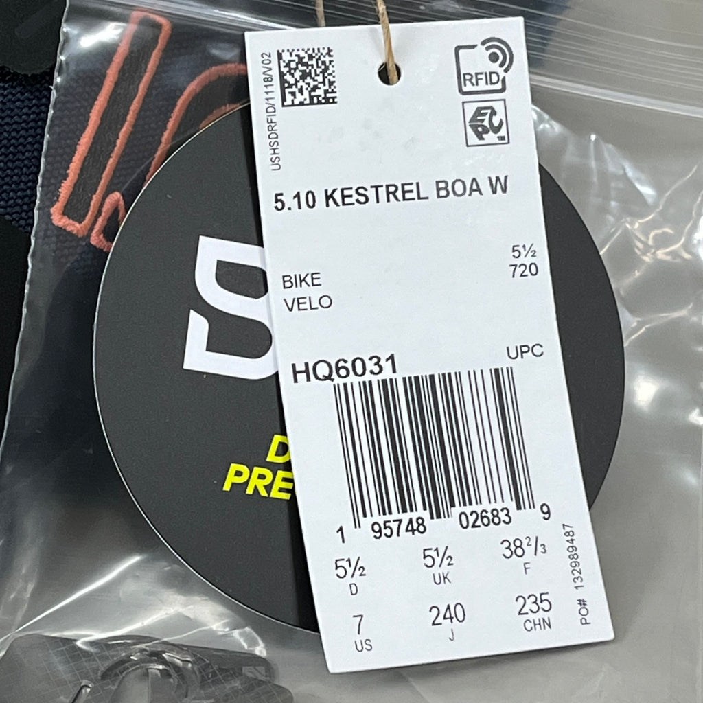 ADIDAS Five Ten Kestrel BOA Mountain Biking Shoes Womens Sz 7 Black/Blue HQ6031