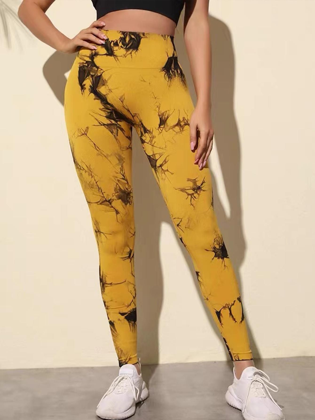 2 Pack Tie Dye Workout Seamless Leggings For Women High Waist Gym Leggings Yoga Pants, Seamless Leggings For Women High Waist Yoga Pants, Scrunch Butt Lifting Elastic Tights