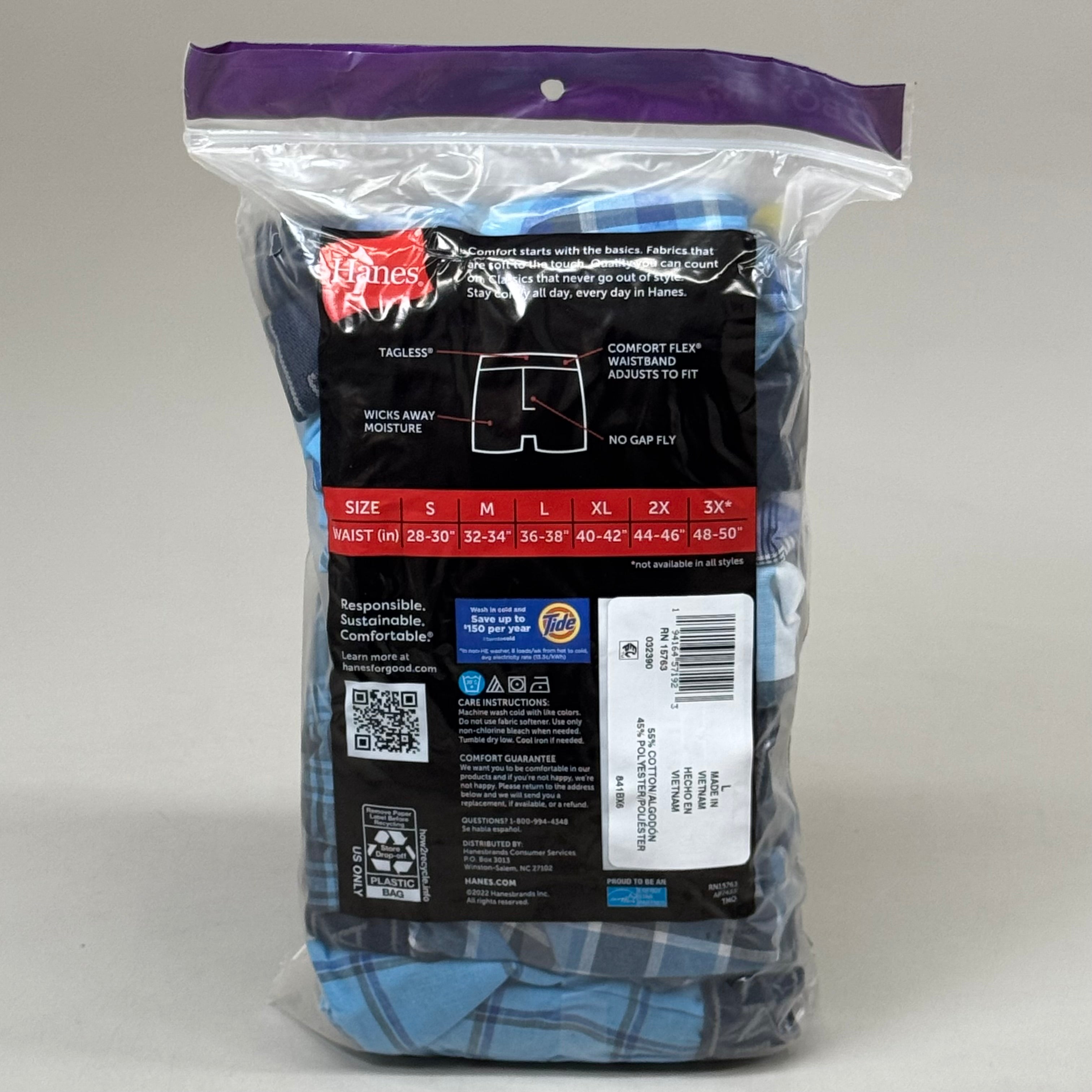 HANES (6 PACK!) Men's Cool Comfort Boxer Briefs Sz L 36-38" Blue/Navy Blue RN15763