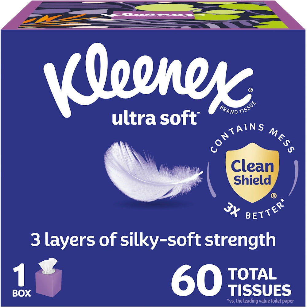 Kleenex Ultra Soft Facial Tissues Cube Box 3 Ply