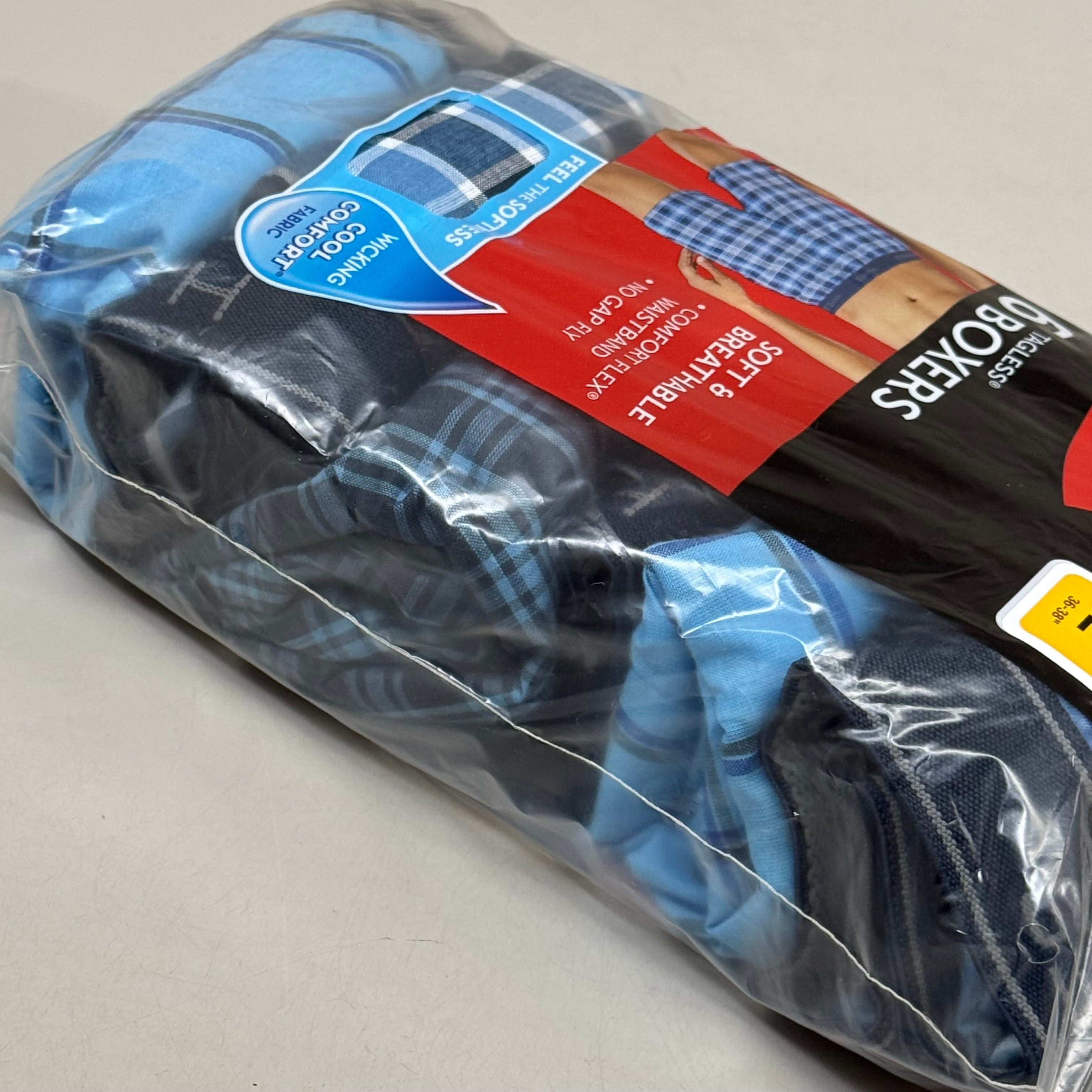 HANES (6 PACK!) Men's Cool Comfort Boxer Briefs Sz L 36-38" Blue/Navy Blue RN15763