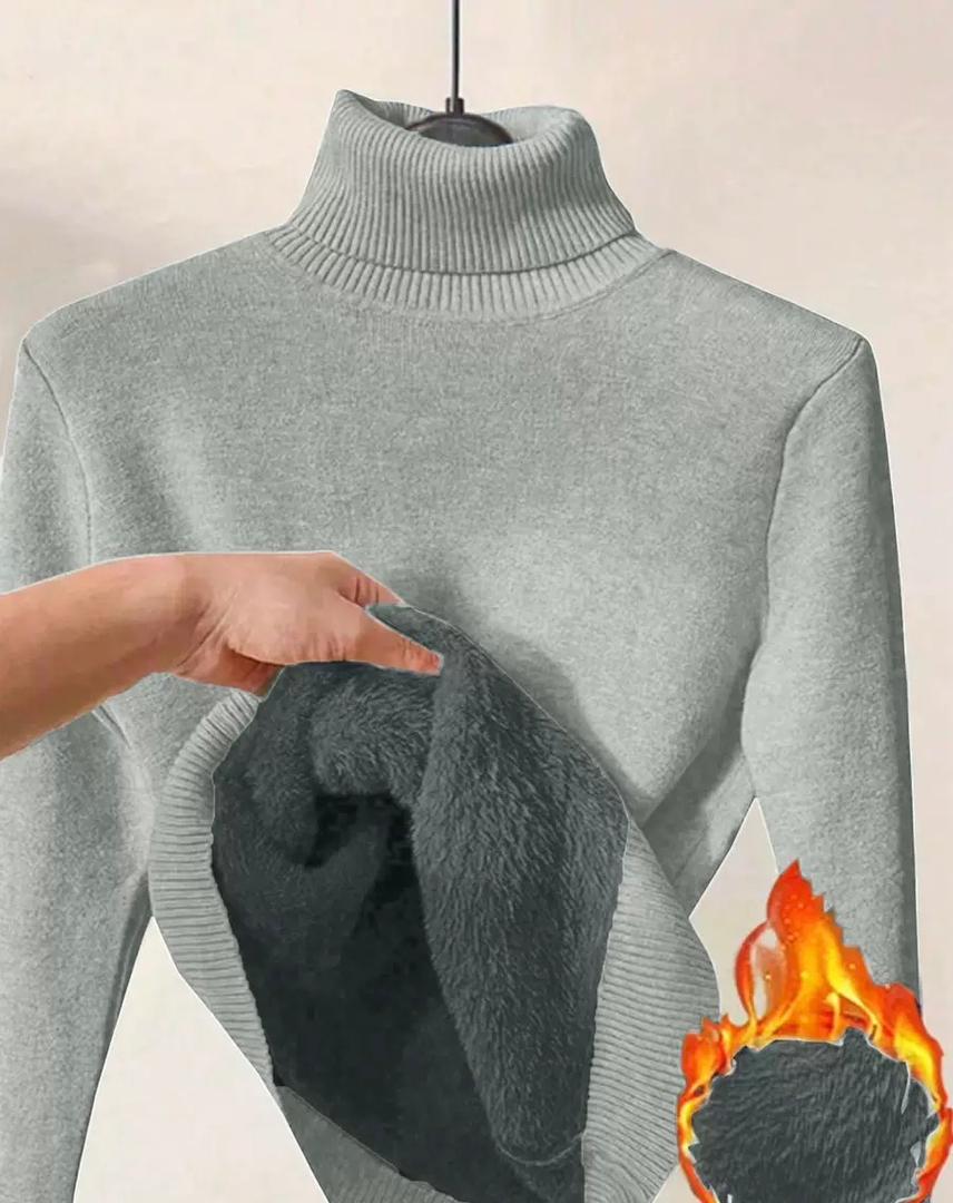 Women's Fleece Lined Turtleneck - Warm Long Sleeve Pullover Top