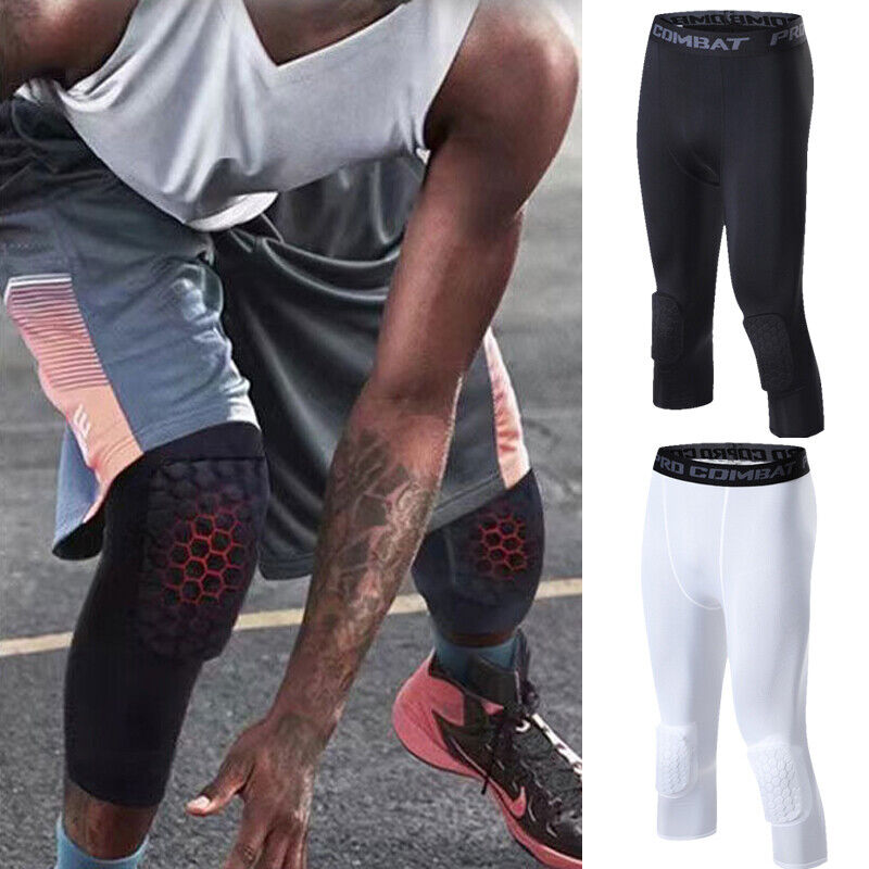 Men's Basketball Sports Tight Pants 3/4 Compression Workout Leggings