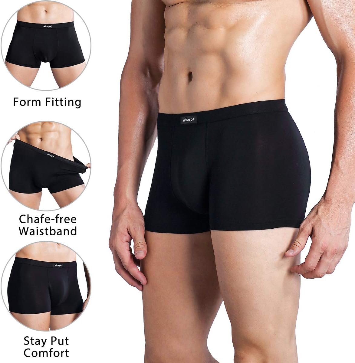 wirarpa Men's Breathable Modal Microfiber Trunks Underwear Covered Band Multipack