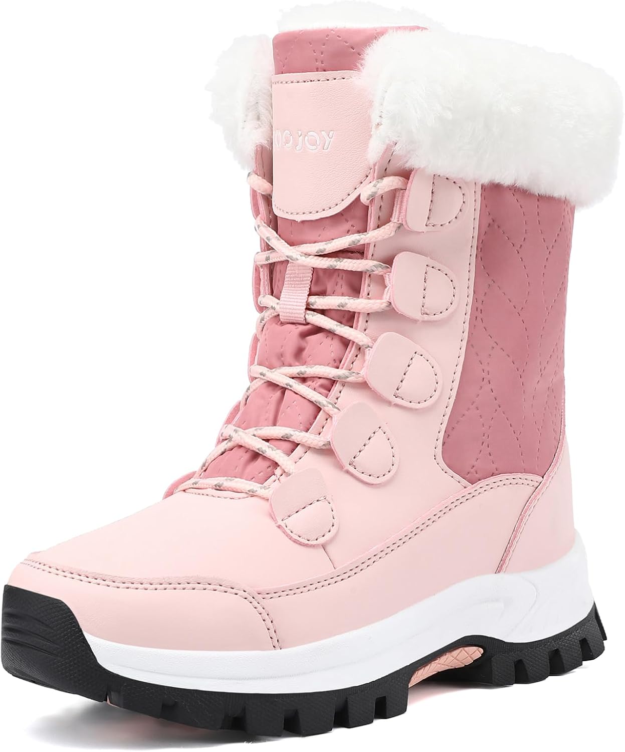 COOJOY Womens Winter Snow Boots Waterproof Shoes Walking Comfortable Hiking Tennis Booties Furry Mid Calf Warm Lightweight