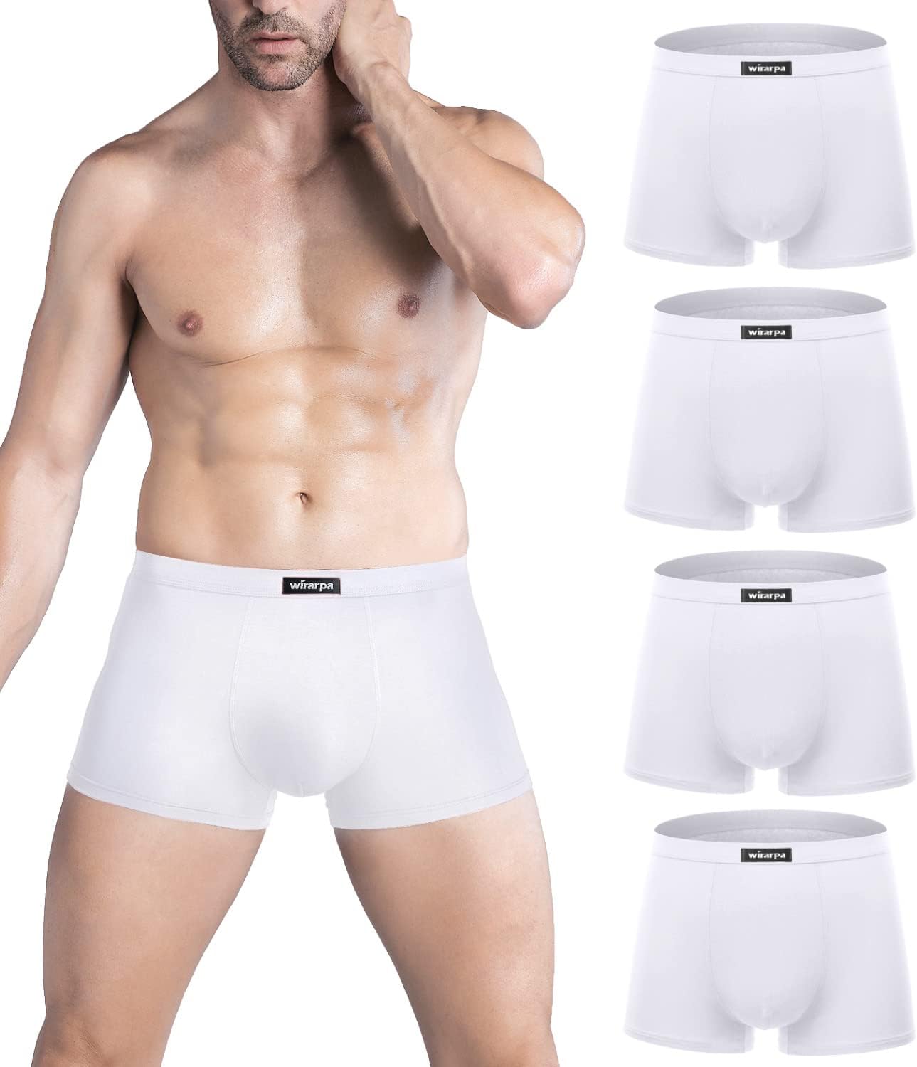 wirarpa Men's Breathable Modal Microfiber Trunks Underwear Covered Band Multipack