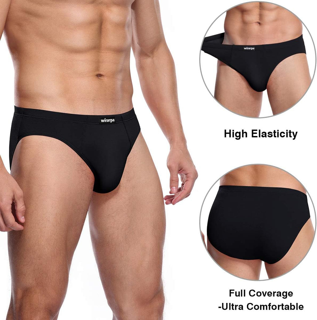 wirarpa Men's Underwear Modal Microfiber Briefs No Fly Covered Waistband Silky Touch Underpants 4 Pack