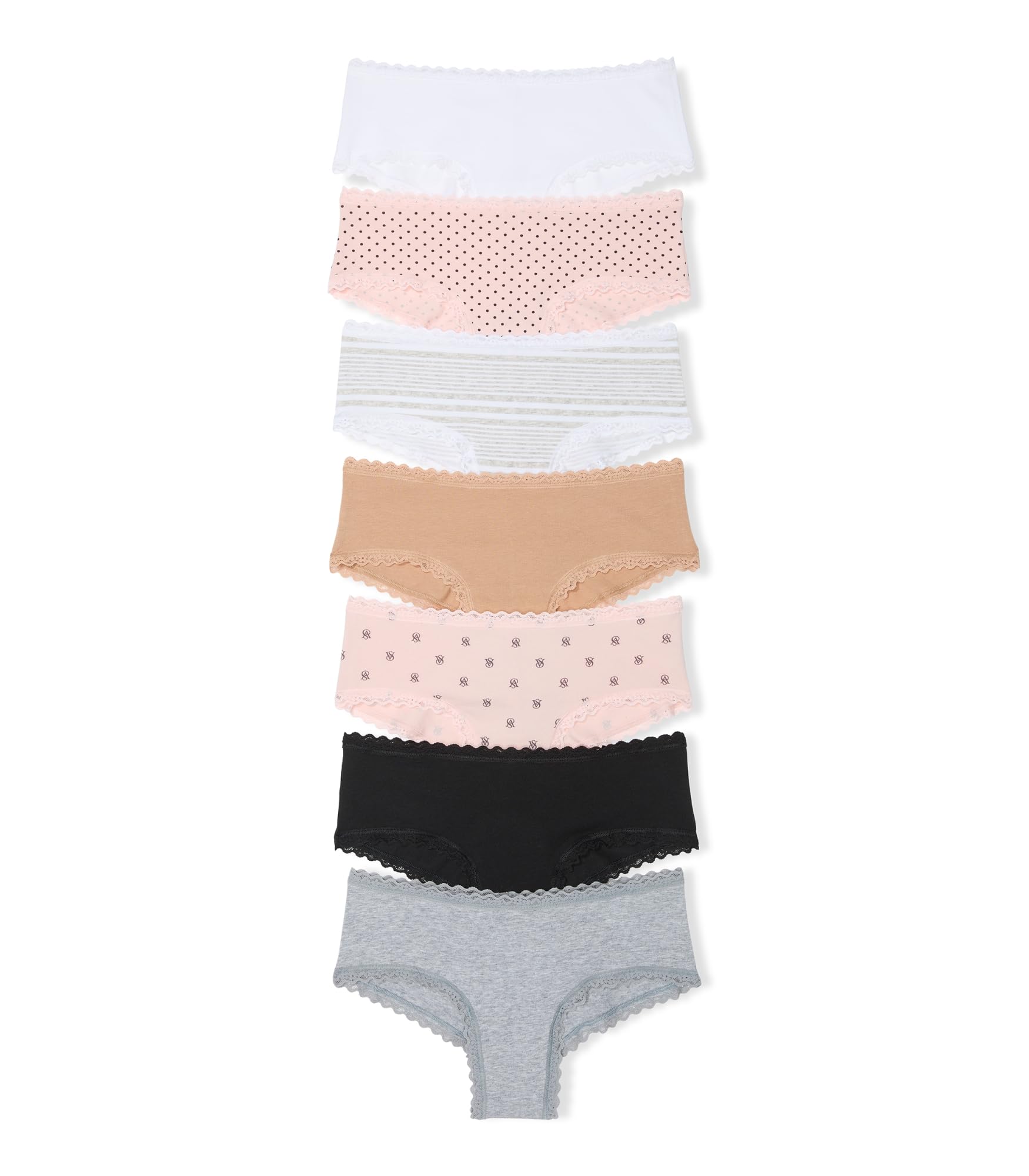 Victoria's Secret Women's Lace & Cotton Cheeky Underwear, Minimal Coverage Panties for Women, Multi Pack (XS-XXL)