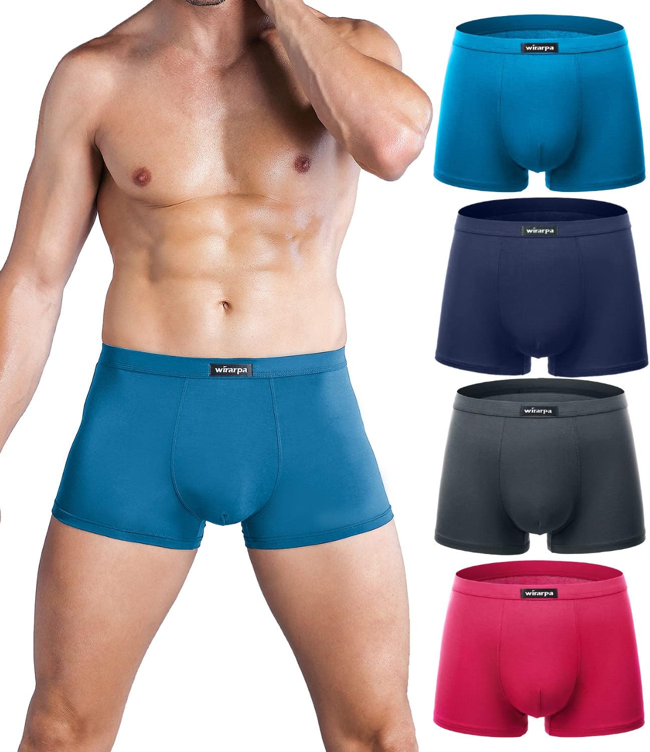 wirarpa Men's Breathable Modal Microfiber Trunks Underwear Covered Band Multipack