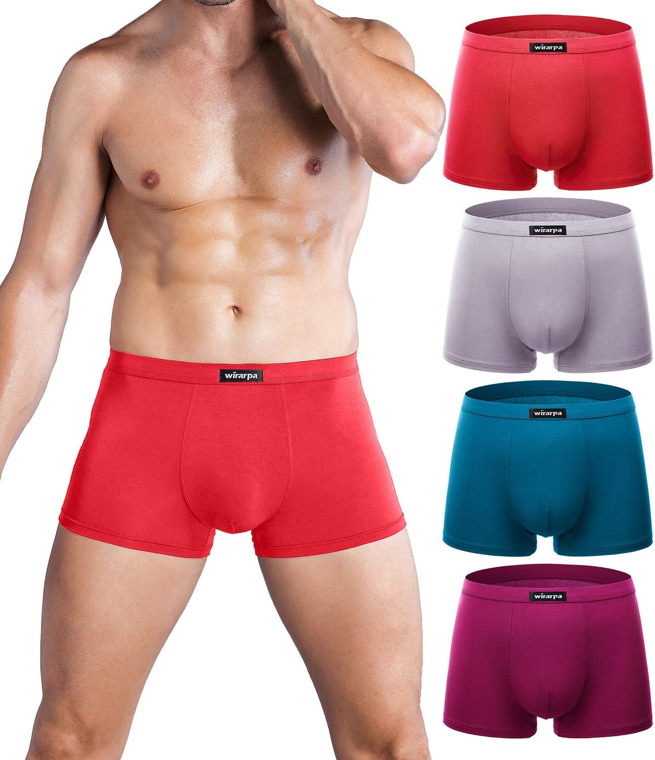 wirarpa Men's Breathable Modal Microfiber Trunks Underwear Covered Band Multipack