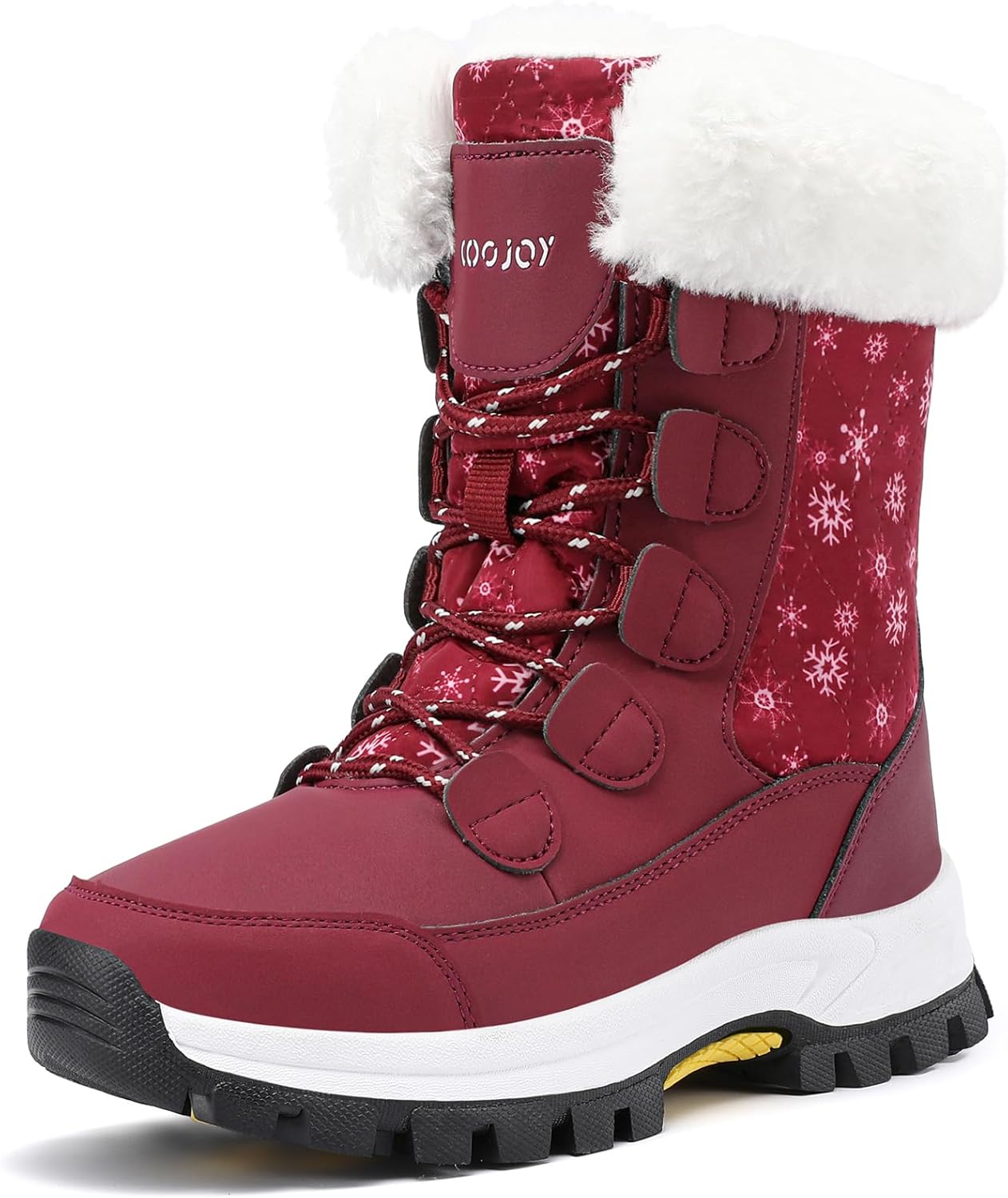 COOJOY Womens Winter Snow Boots Waterproof Shoes Walking Comfortable Hiking Tennis Booties Furry Mid Calf Warm Lightweight