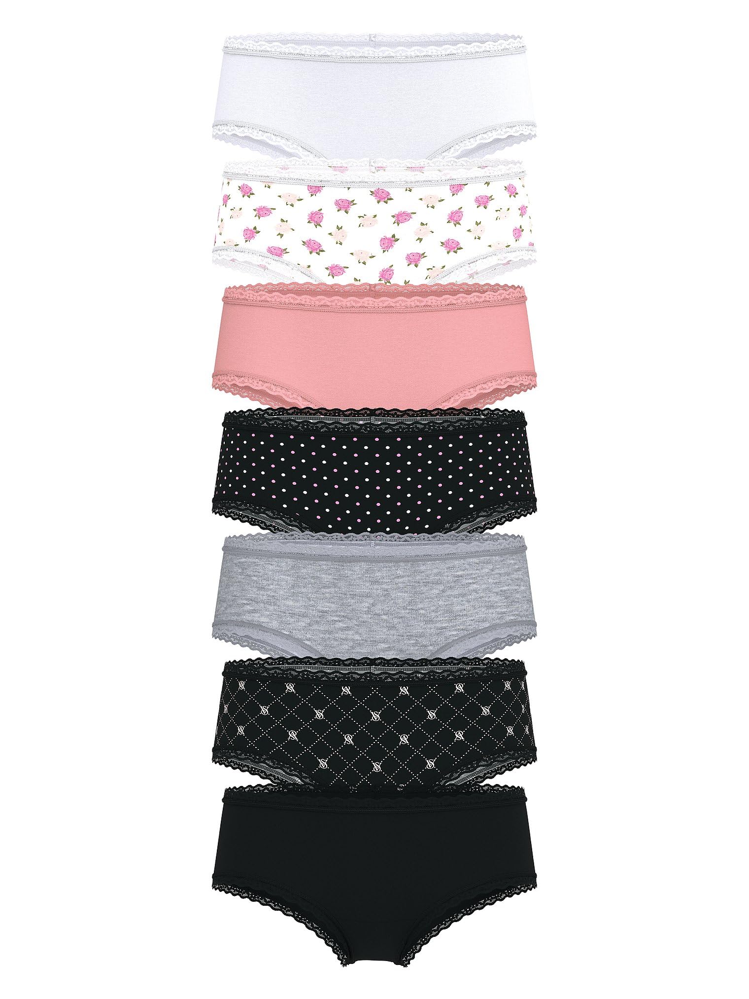 Victoria's Secret Women's Lace & Cotton Cheeky Underwear, Minimal Coverage Panties for Women, Multi Pack (XS-XXL)