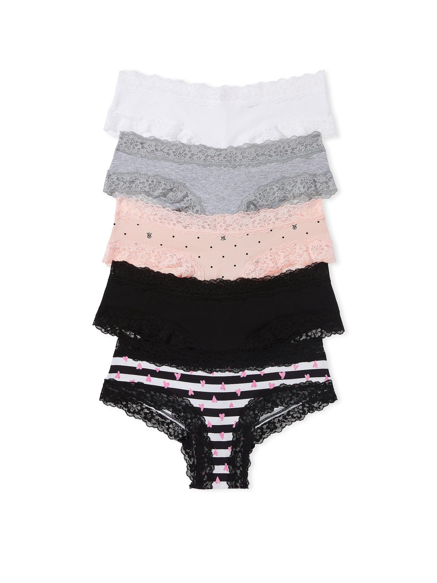 Victoria's Secret Women's Lace & Cotton Cheeky Underwear, Minimal Coverage Panties for Women, Multi Pack (XS-XXL)