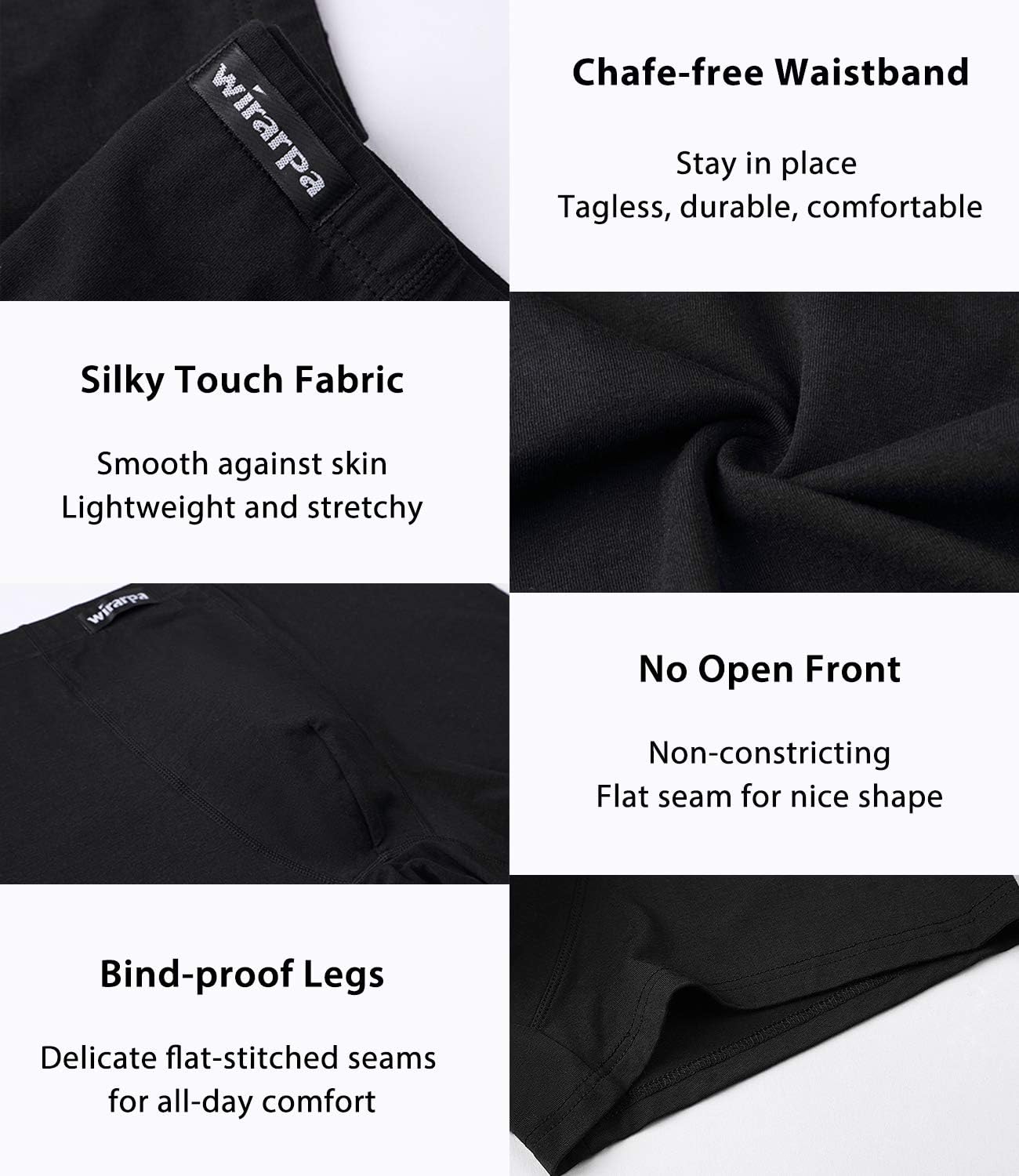 wirarpa Men's Breathable Modal Microfiber Trunks Underwear Covered Band Multipack