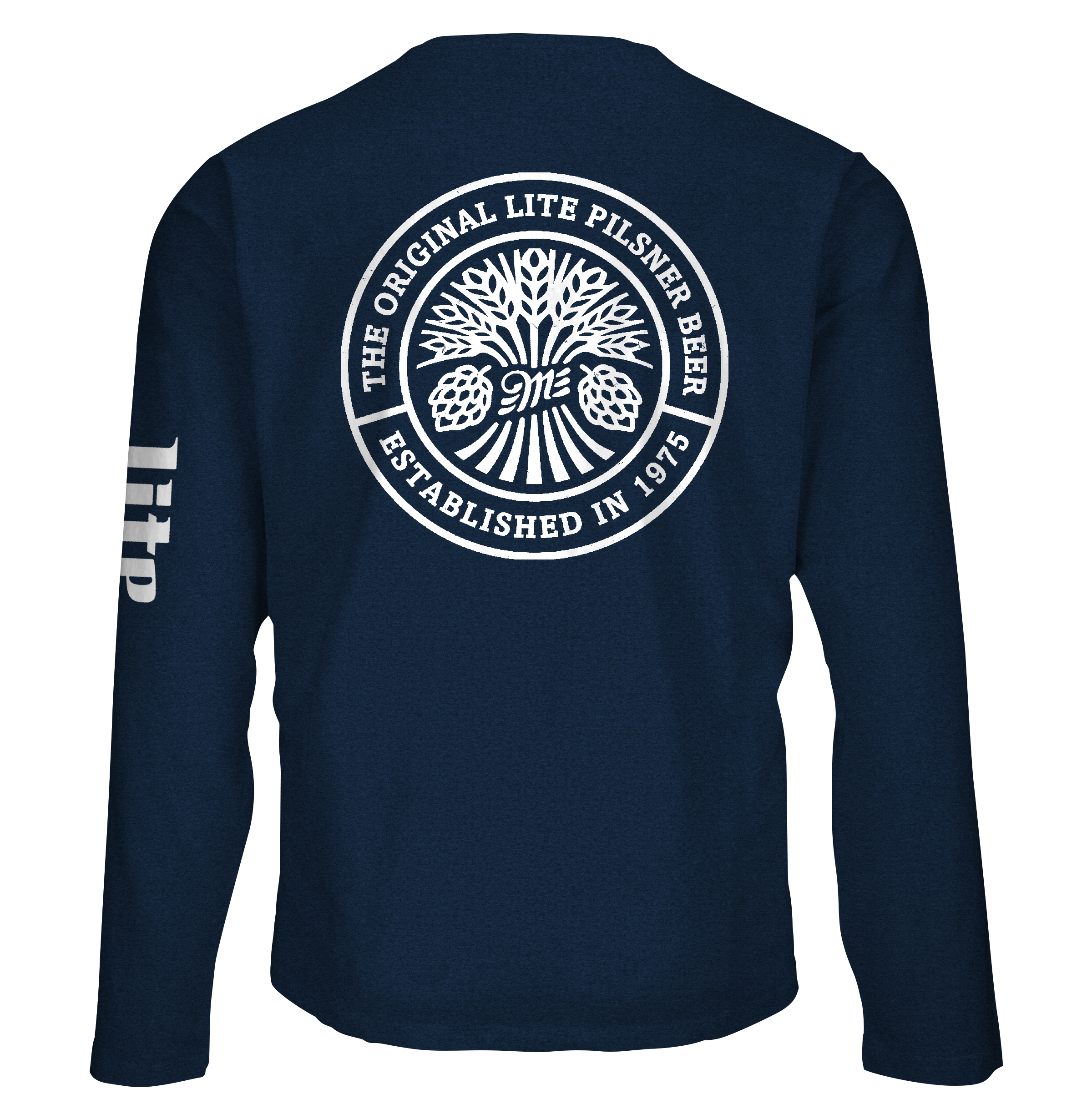 Miller Lite Front/Back/Sleeve Print Long Sleeve T-Shirt - Navy Blue