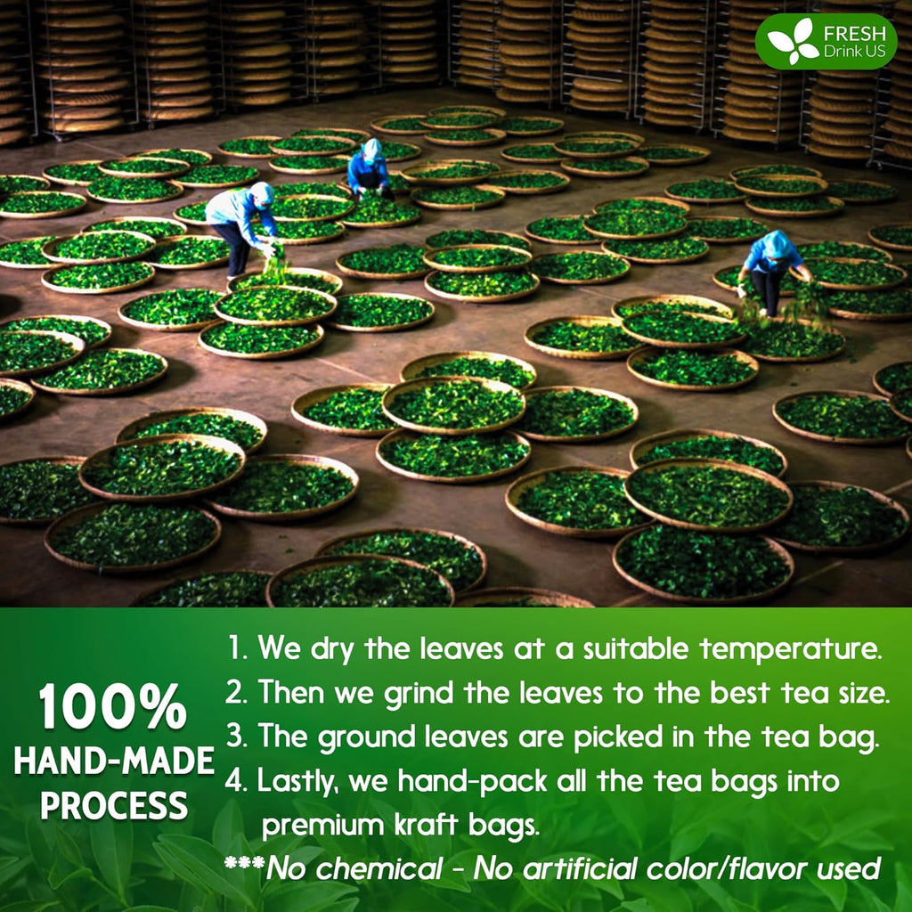 Premium Green Tea Bags, 100% Natural & Pure from Green Tea. Green Herbal Tea. No Sugar, No Gluten, Vegan