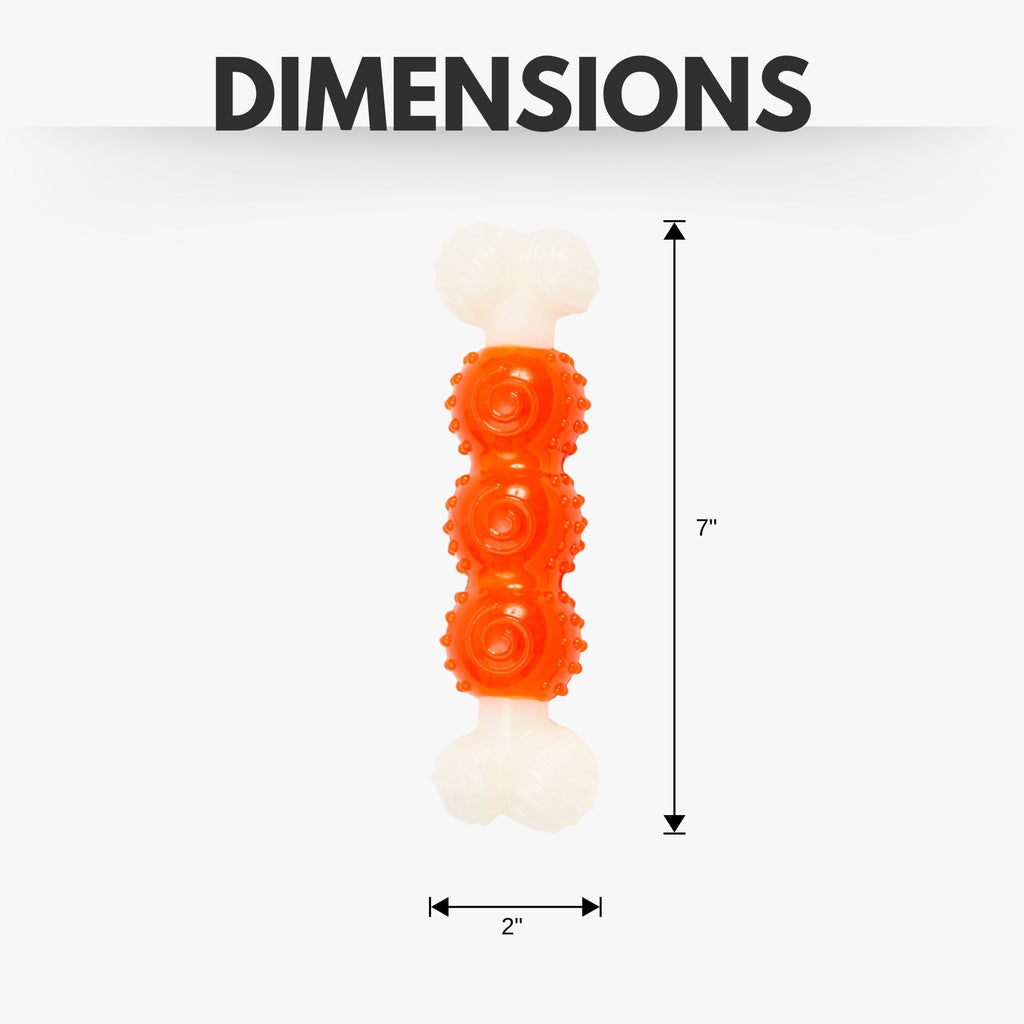 Country Living Bone-a-Treat Dog Chew Toy – Orange Bulged Balls & Green Spiral Ring