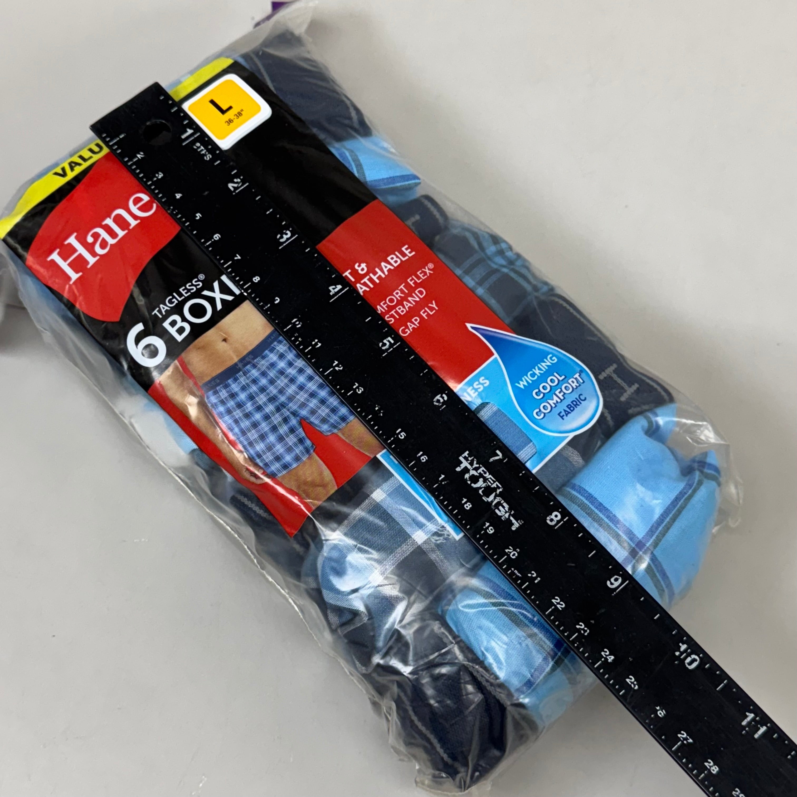 HANES (6 PACK!) Men's Cool Comfort Boxer Briefs Sz L 36-38" Blue/Navy Blue RN15763