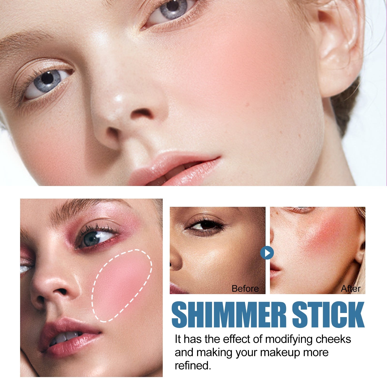Blush Stick, Three-Dimensional Brightening Natural Waterproof Lightweight Lazy Body Contouring Cream