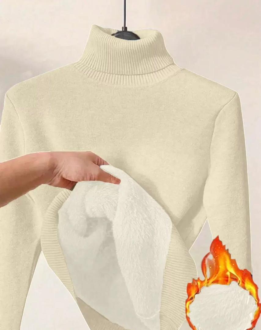 Women's Fleece Lined Turtleneck - Warm Long Sleeve Pullover Top