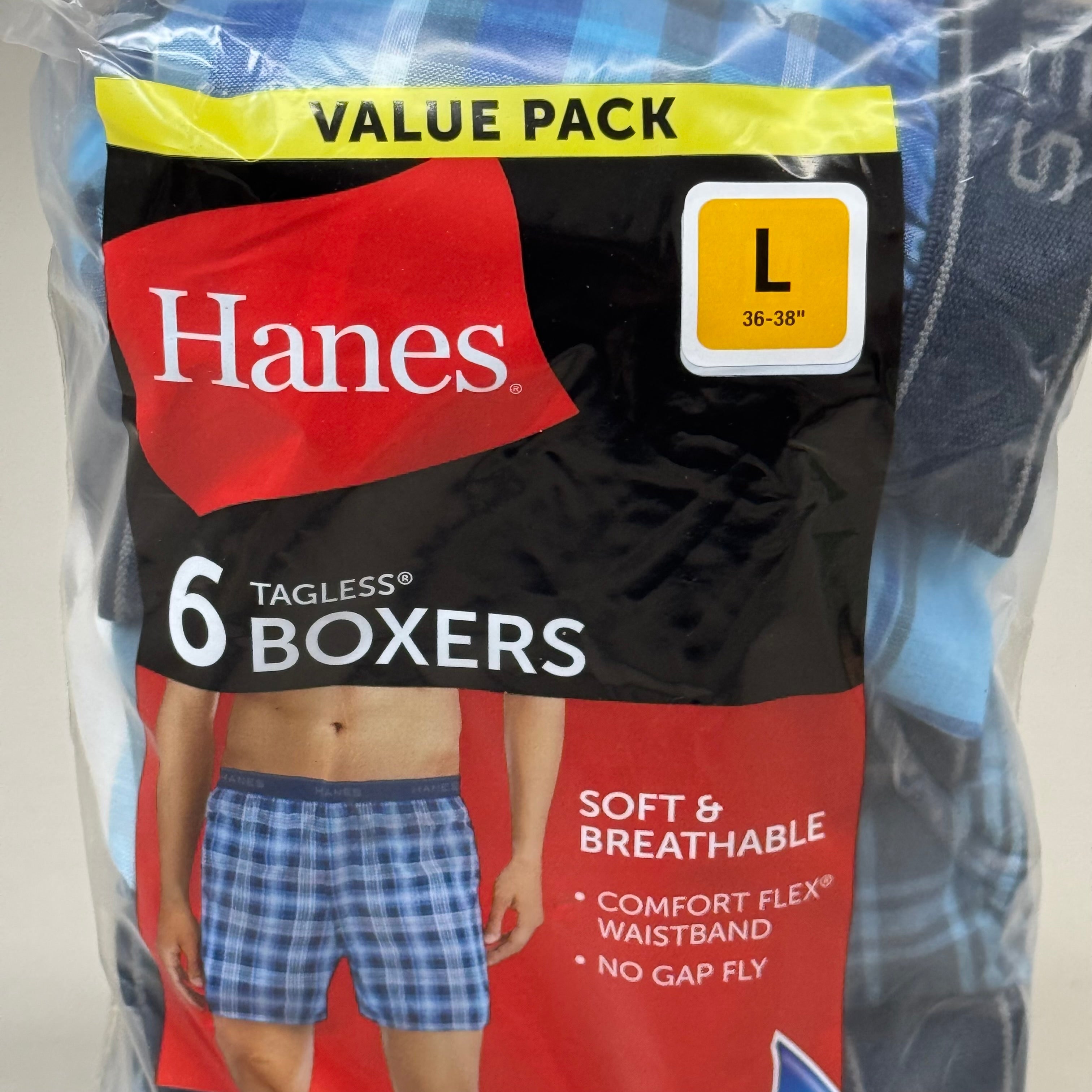 HANES (6 PACK!) Men's Cool Comfort Boxer Briefs Sz L 36-38" Blue/Navy Blue RN15763