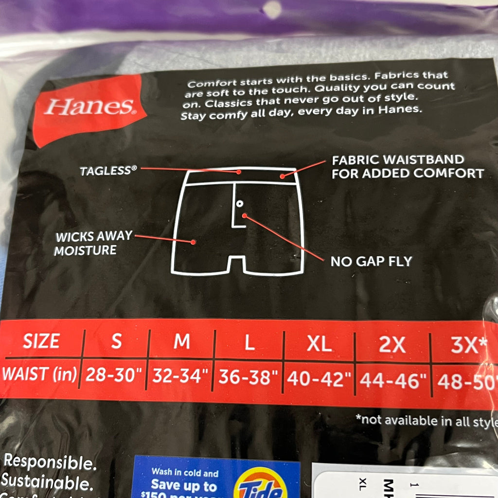 HANES (6 PACK!) Men's Boxer Sz XL 40-42" Black/Blue/Grey MKCB06