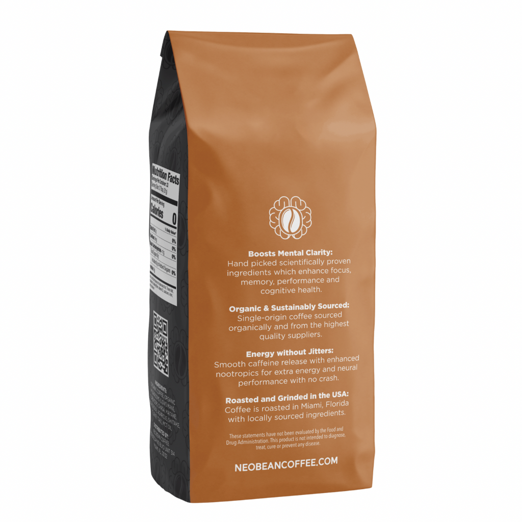 Neobean Black Label Cerebro Blend - Mushroom Coffee - Adaptogen Coffee with 8 Mushrooms & MCT Oil