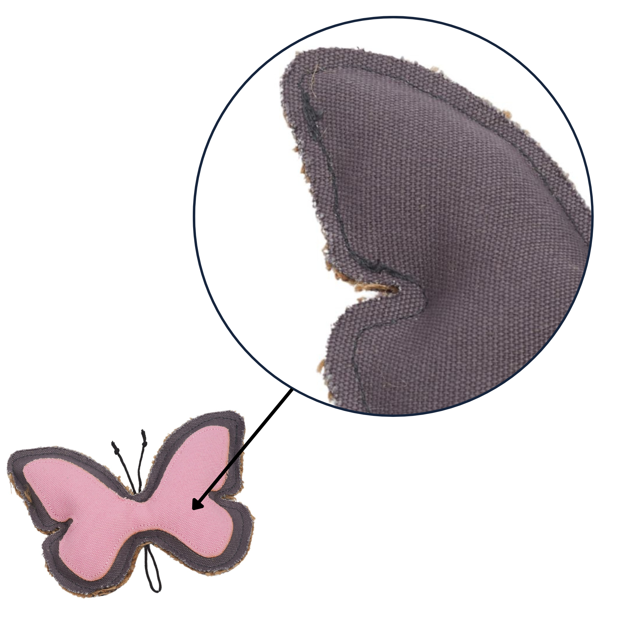 Country Living Canvas & Jute Butterfly-Shaped Dog Chew Toy – Durable, Safe and Non-Toxic
