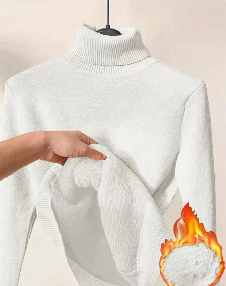 Women's Fleece Lined Turtleneck - Warm Long Sleeve Pullover Top