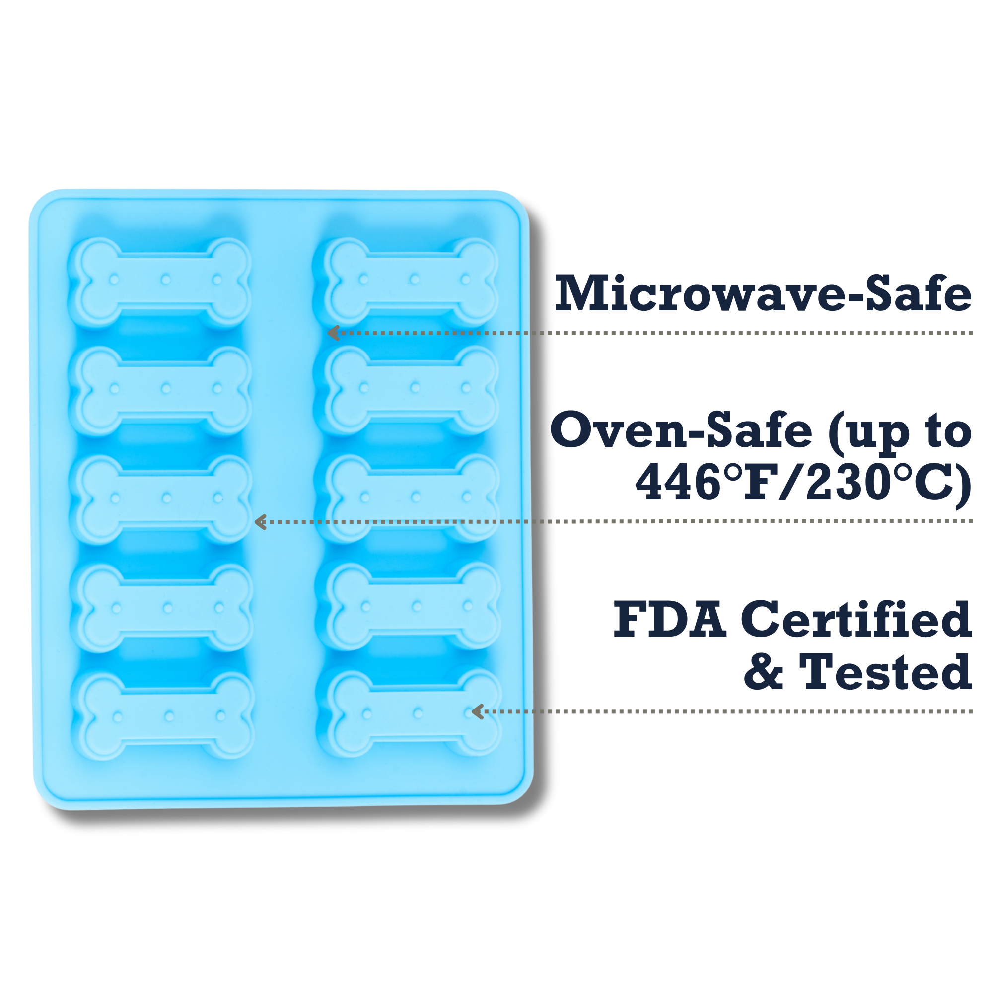 Country Living Bone-Shaped Silicone Baking Tray (10-Cavity Mold) – for Homemade Dog Treats, Candy, Cookies, Chocolate, and Ice Cubes