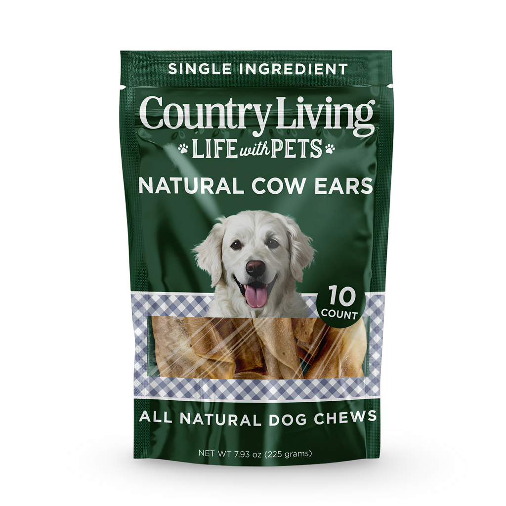 Country Living Natural Cow Ears Dog Chews – 10 Count Bag – All-Natural, Single-Ingredient, Long-Lasting Dog Chews – High-Protein, Low-Fat, Rawhide-Free – Supports Dental Health