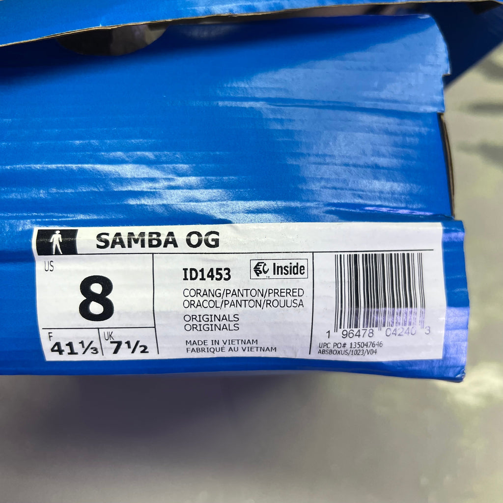 ZA@ ADIDAS Samba OG Soccer Inspired Sneaker Men's Sz 8.5 Collegiate Orange ID1453