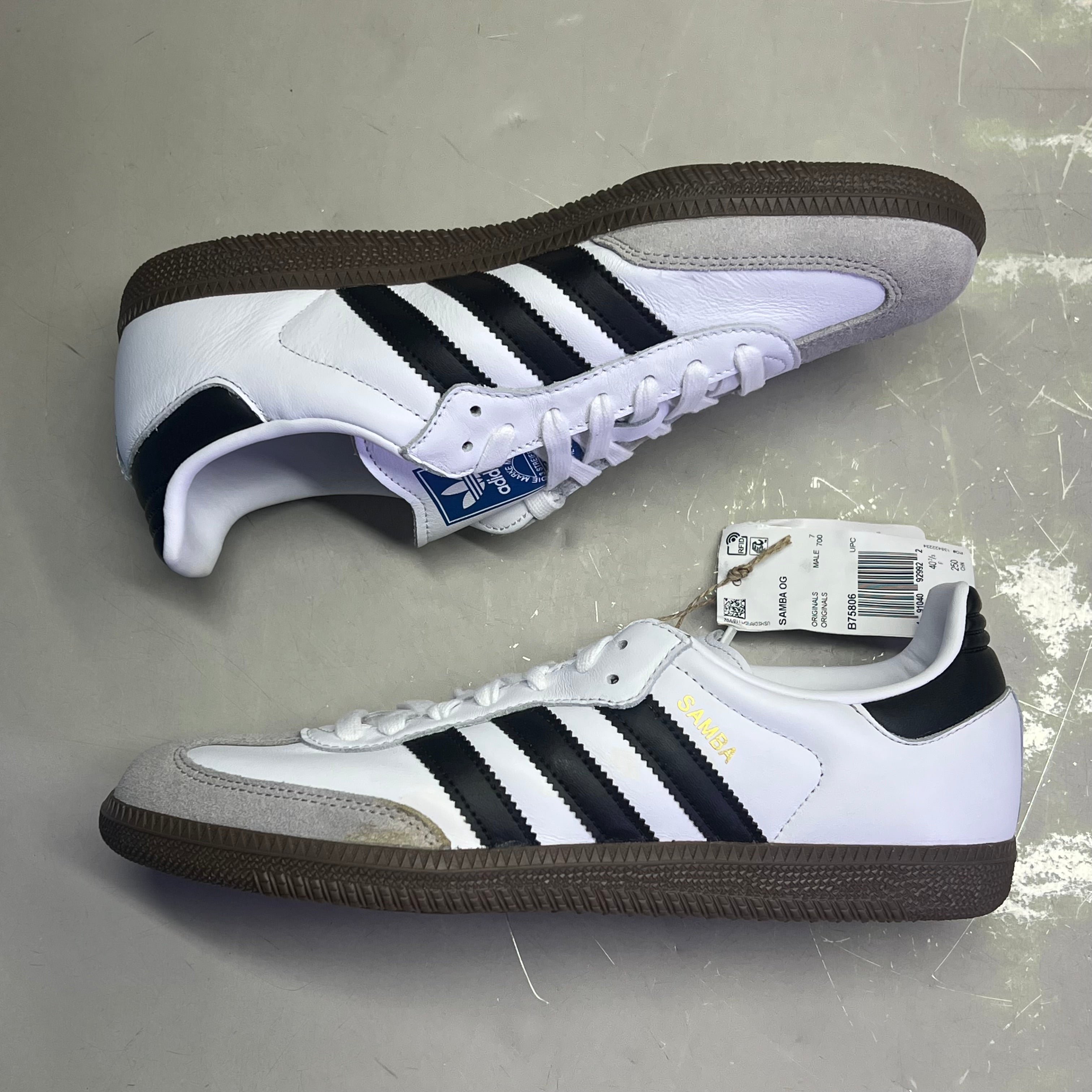 ZA@ ADIDAS Samba OG Sneaker Regular Fit Men's Sz 7.5 Black/White/Grey B75806 (As-is)