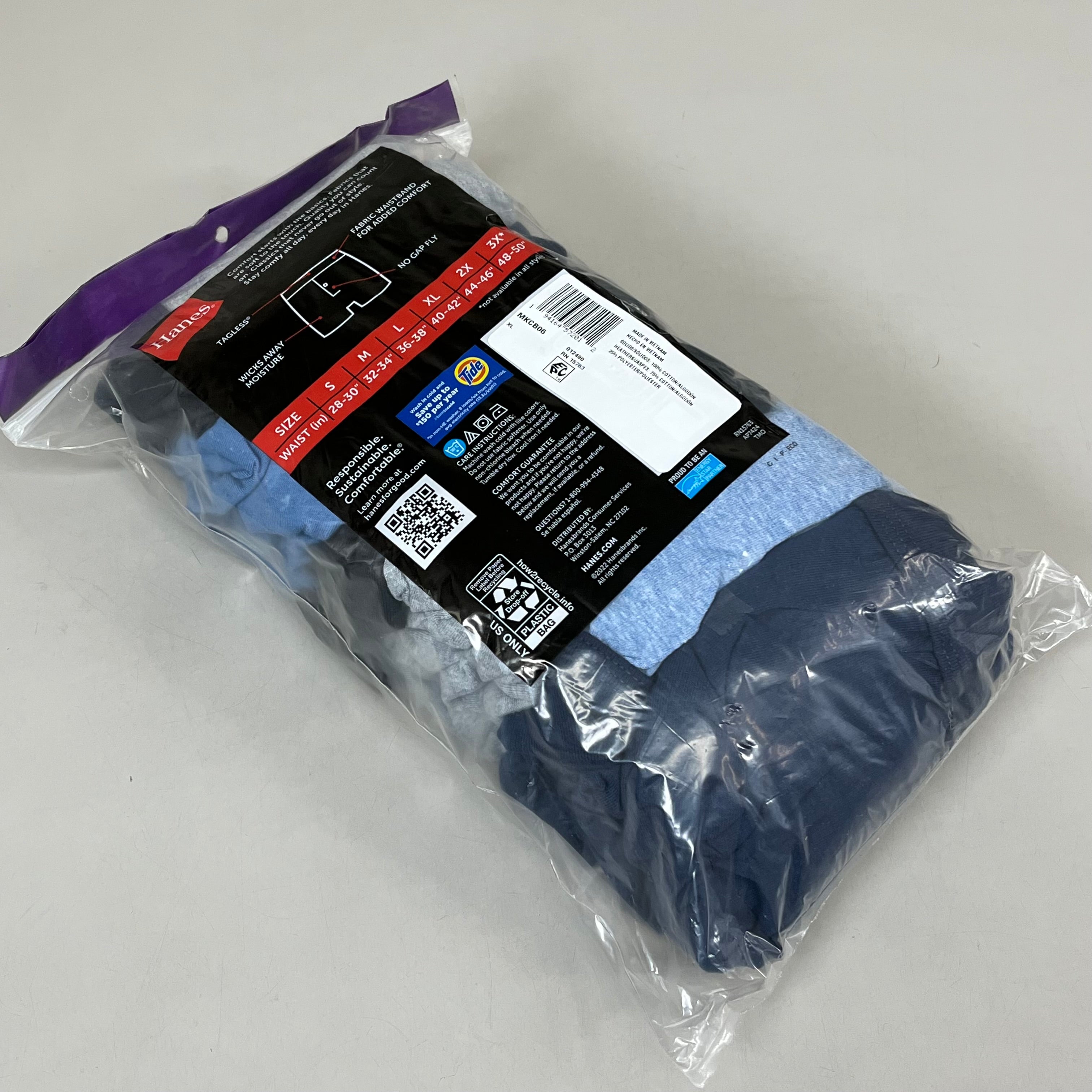 HANES (6 PACK!) Men's Boxer Sz XL 40-42" Black/Blue/Grey MKCB06