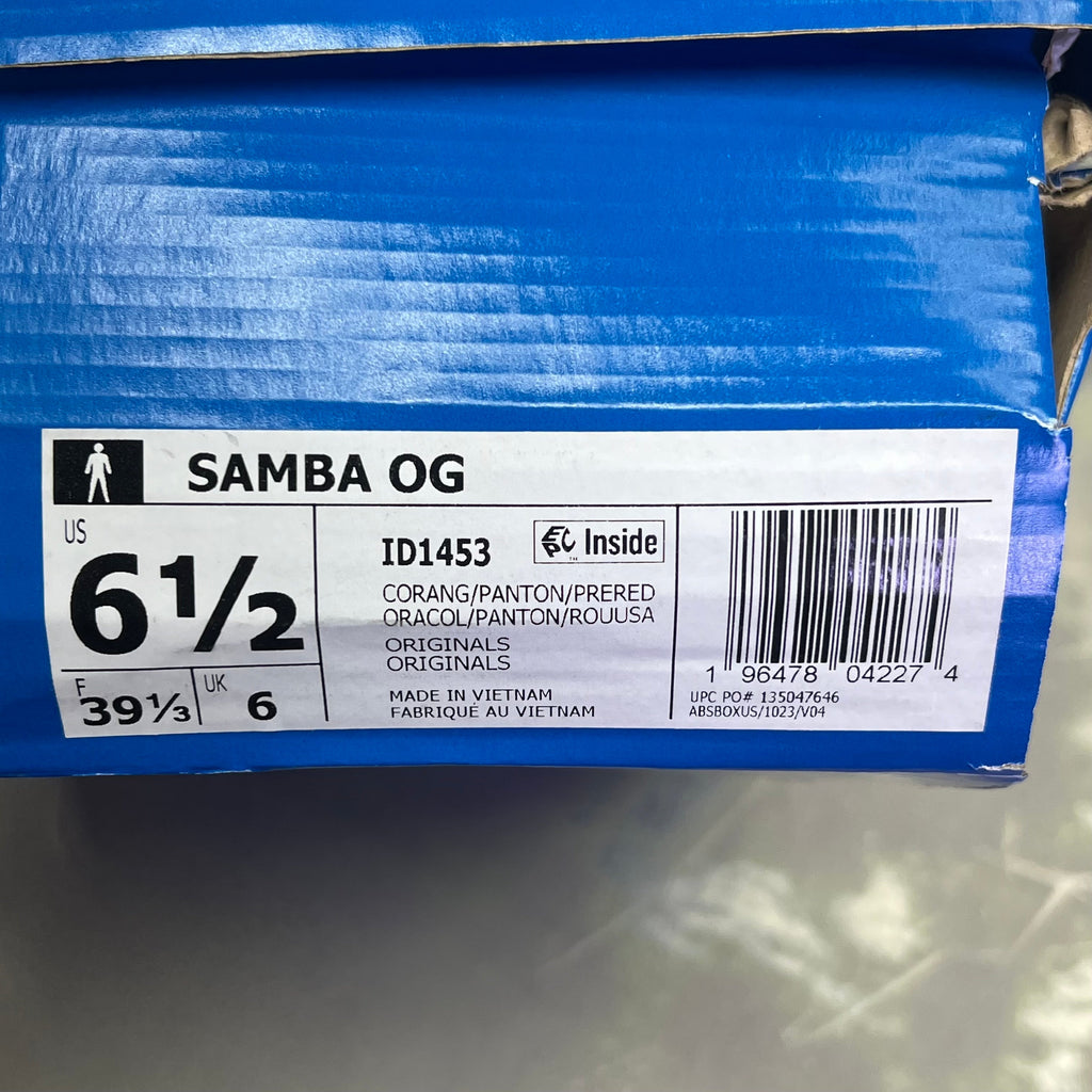 ZA@ ADIDAS Samba OG Soccer Inspired Sneaker Men's Sz 6.5 Collegiate Orange ID1453