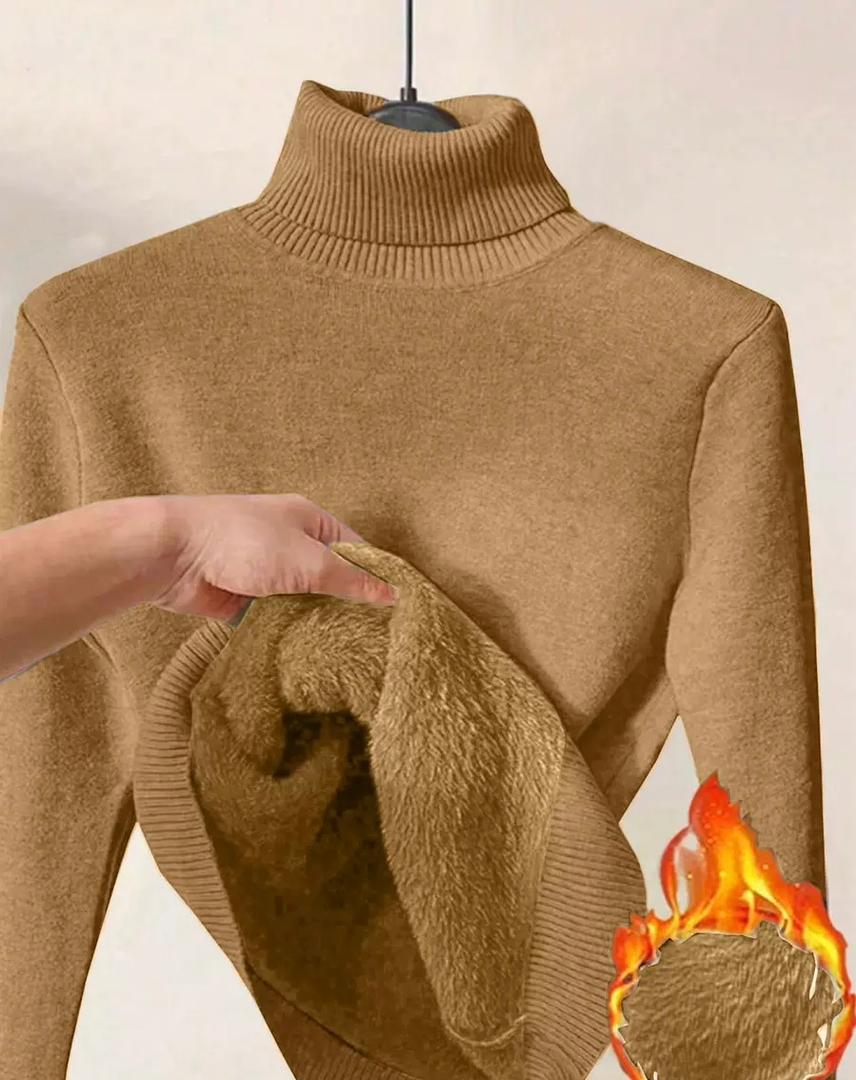 Women's Fleece Lined Turtleneck - Warm Long Sleeve Pullover Top