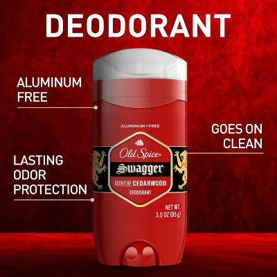 Old Spice Red Collection Solid Deodorant for Men Swagger Scent Aluminum-Free 2pk/3oz - Imperfect Box