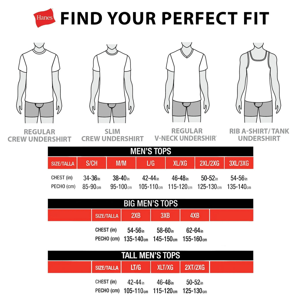 Hanes Men's Pocket Undershirt Pack – Cotton Crew Neck Moisture-Wicking Tee (6-Pack, XX-Large)