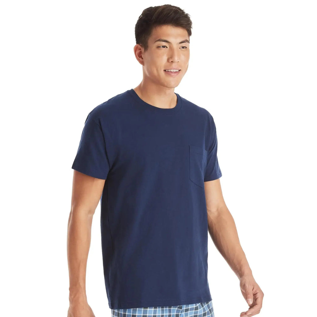 Hanes Men's Pocket Undershirt Pack – Cotton Crew Neck Moisture-Wicking Tee (6-Pack, XX-Large)