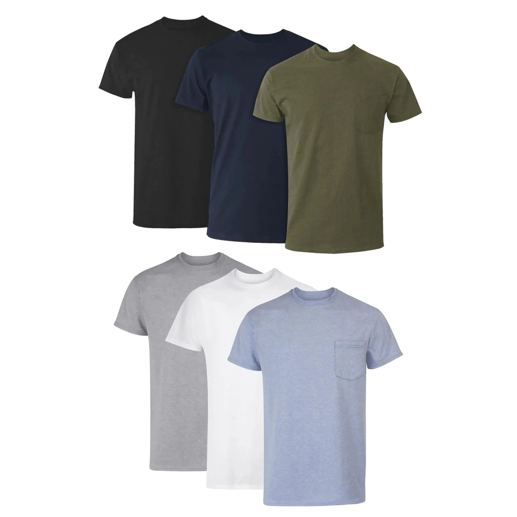 Hanes Men's Pocket Undershirt Pack – Cotton Crew Neck Moisture-Wicking Tee (6-Pack, XX-Large)