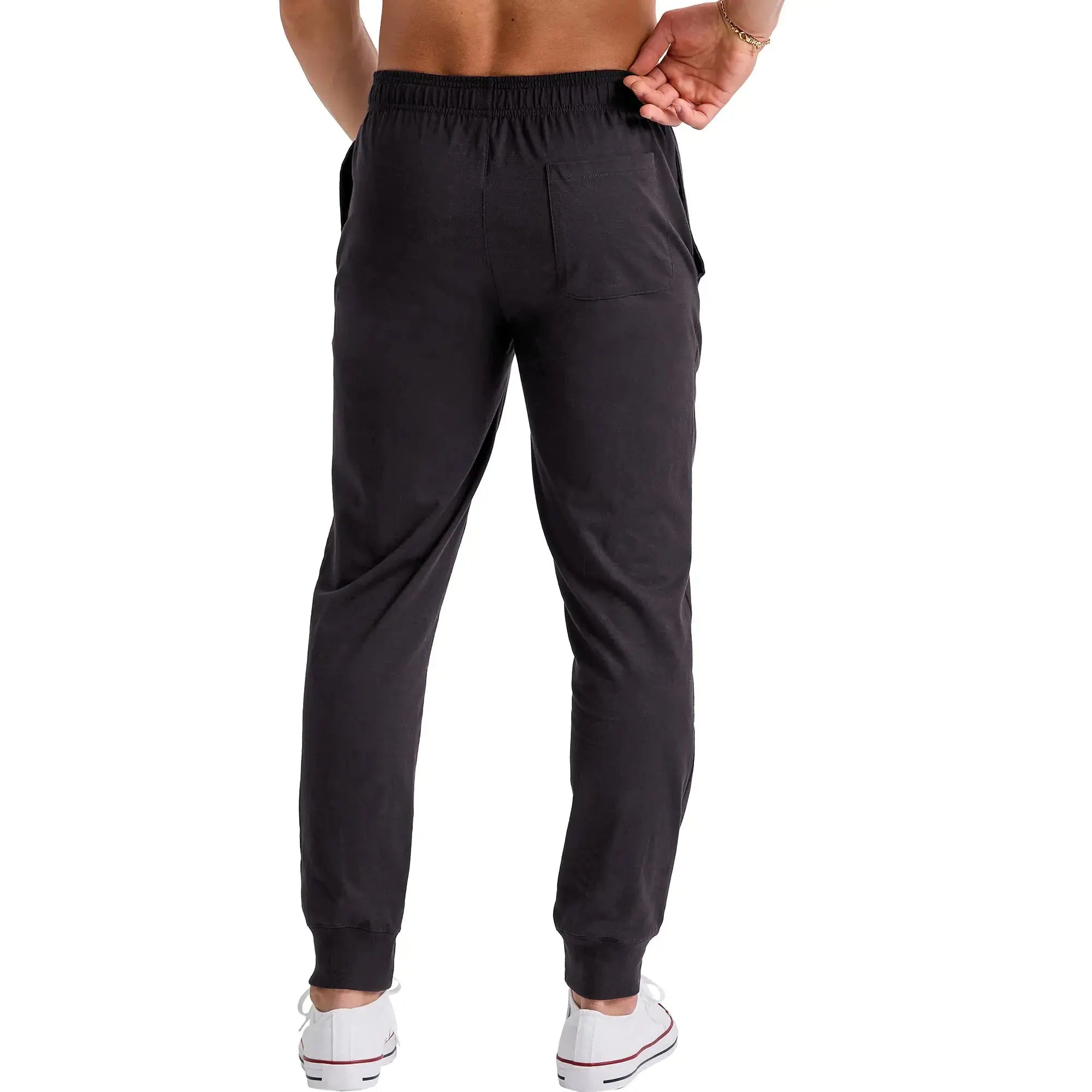 Hanes Originals Cotton Joggers, Jersey Sweatpants for Men with Pockets, 30" Inseam Large Black