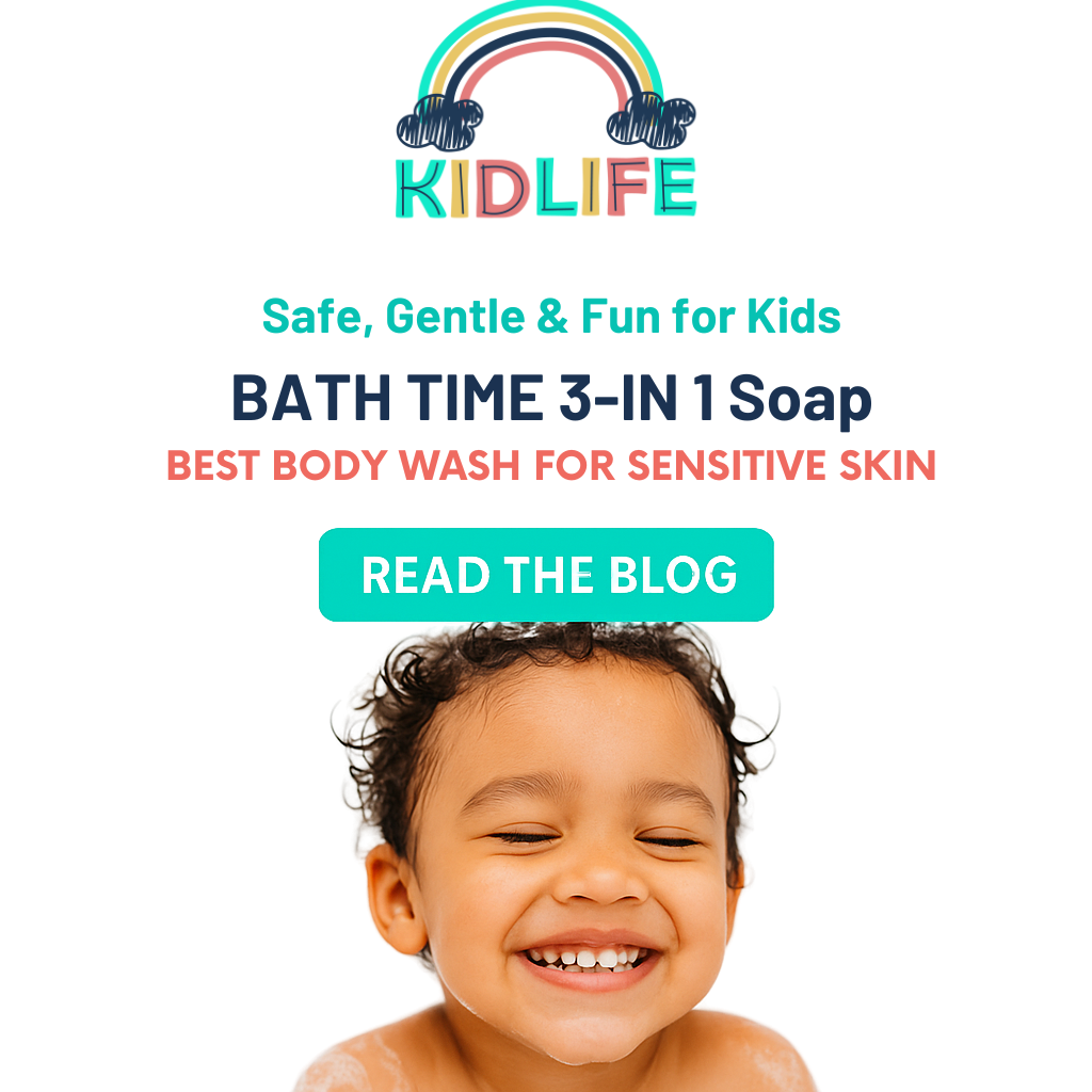 Kidlife Natural Bath Time 3 In 1 Shea & Organic Aloe Body Wash- Herbal Unscented  15 Oz. Kids Head to Toe All in one Bath and body Soap. Bubble Bath, Bodywash and Shampoo