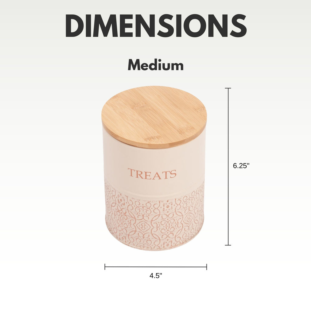 Country Living Dog Treat Canisters - Set of 2 Carbon Steel Jars with Bamboo Lids – White Swan