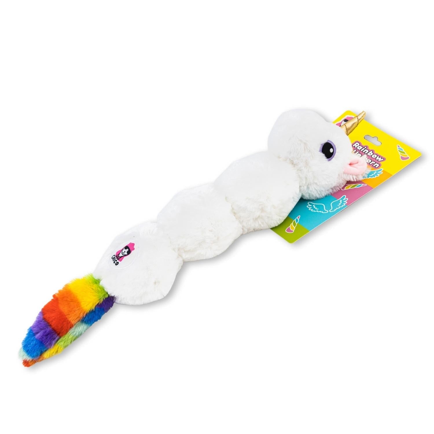 Colorful Unicorn Magical Creature Plush Dog Toy – with Squeaker & Crinkle Paper for Fun Play