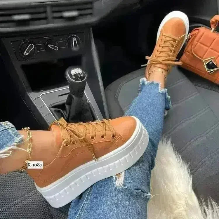 Women's Chunky Platform Sneakers | Casual Flat Shoes - Femstylo
