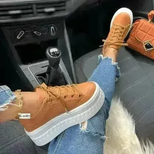 Women's Chunky Platform Sneakers | Casual Flat Shoes - Femstylo